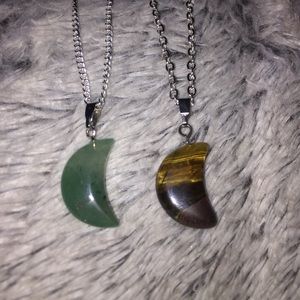 Set of 2 Stone Moon Necklaces🌙🌙